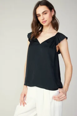 Current Air Sweetheart Neck Tank Top BLACK Discount