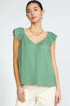 Current Air Sweetheart Ruffled Top SAGEGREEN Discount