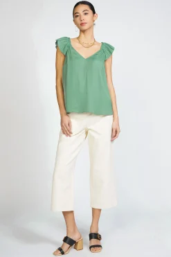 Current Air Sweetheart Ruffled Top SAGEGREEN Discount