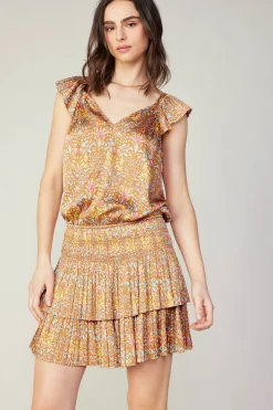 Current Air Sweetheart Smocked Mini Dress ORANGEMLT Online