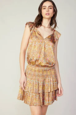 Current Air Sweetheart Smocked Mini Dress ORANGEMLT Online