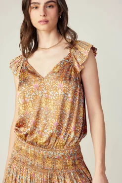 Current Air Sweetheart Smocked Mini Dress ORANGEMLT Online