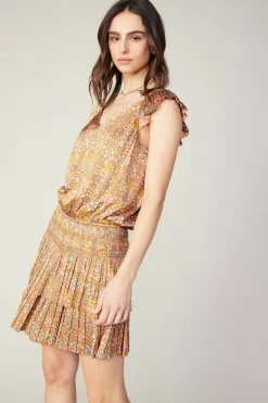 Current Air Sweetheart Smocked Mini Dress ORANGEMLT Online