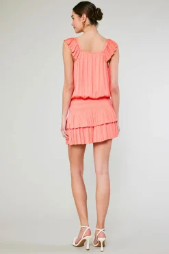 Current Air Sweetheart Smocked Mini Dress CORAL Best