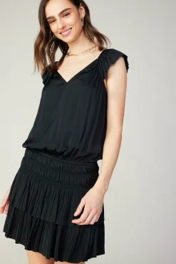 Current Air Sweetheart Smocked Mini Dress BLACK Discount