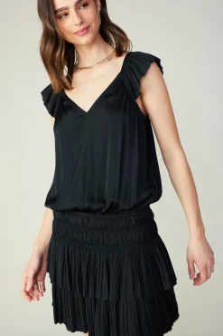 Current Air Sweetheart Smocked Mini Dress BLACK Discount