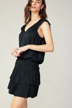 Current Air Sweetheart Smocked Mini Dress BLACK Discount