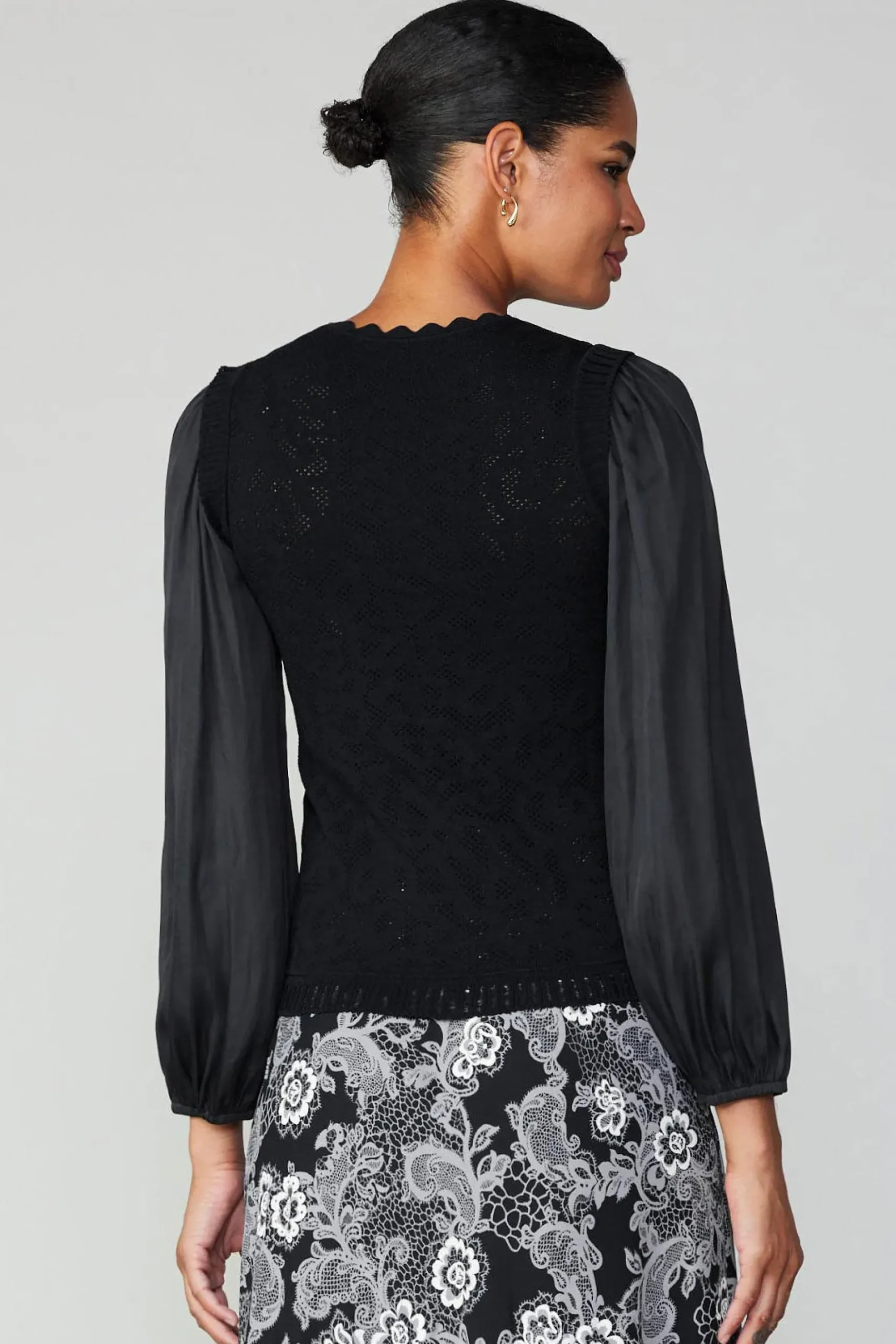 Current Air Textural Knit Sweater Top BLACK Sale
