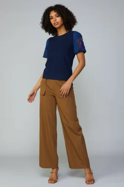 Current Air Texture Stitch Sweater Top NAVY Discount