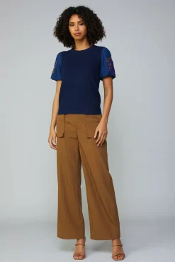 Current Air Texture Stitch Sweater Top NAVY Discount
