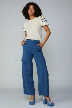 Current Air Texture Stitch Sweater Top NATURAL New