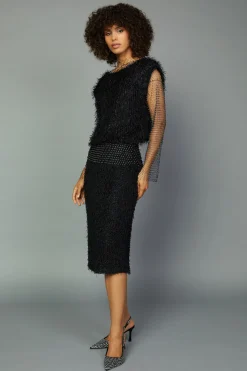 Current Air Textured Sparkle Skirt BLACK Fashion