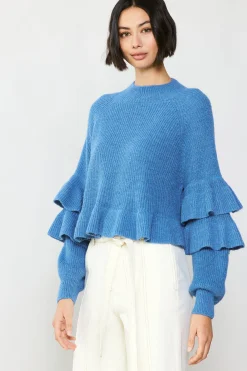 Current Air Tiered Sleeve Sweater BLUE Outlet