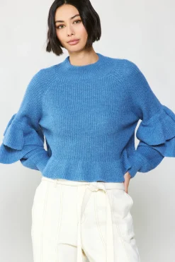 Current Air Tiered Sleeve Sweater BLUE Outlet