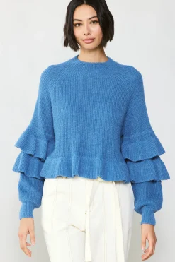 Current Air Tiered Sleeve Sweater BLUE Outlet