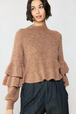Current Air Tiered Sleeve Sweater LATTE New