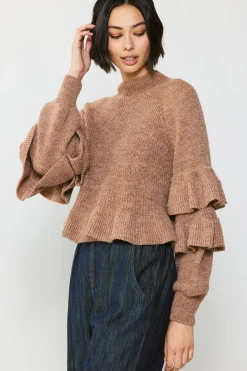 Current Air Tiered Sleeve Sweater LATTE New