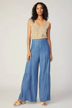 Current Air Tiered Wide Leg Pants CHAMBRAY Hot