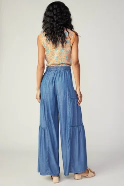 Current Air Tiered Wide Leg Pants CHAMBRAY Hot
