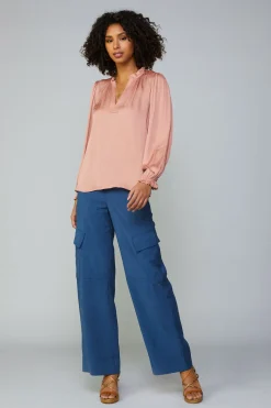Current Air Top Stitch Placket Blouse DUSTYBLUSH Sale