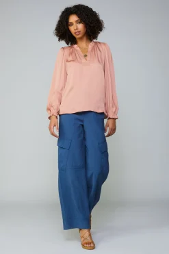 Current Air Top Stitch Placket Blouse DUSTYBLUSH Sale