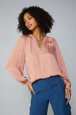 Current Air Top Stitch Placket Blouse DUSTYBLUSH Sale