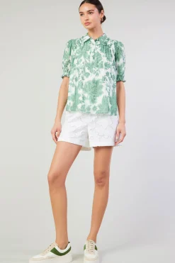 Current Air Tulip Jacquard Blouse GREENFLORAL Outlet