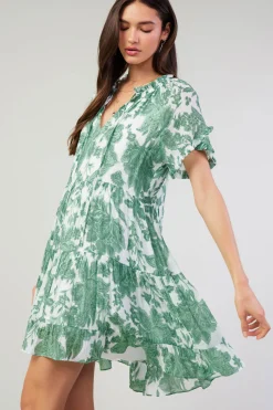 Current Air Tulip Jacquard Mini Dress GREENFLORAL Fashion