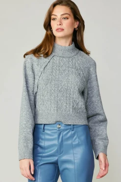 Current Air Two Piece Cable Knit Sweater MELANGEGREY Sale