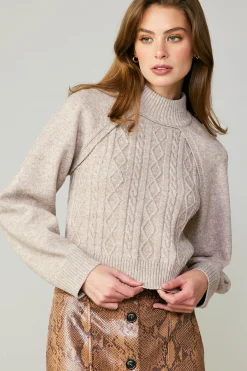 Current Air Two Piece Cable Knit Sweater OATMILK Hot
