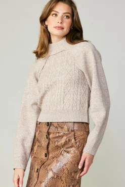 Current Air Two Piece Cable Knit Sweater OATMILK Hot