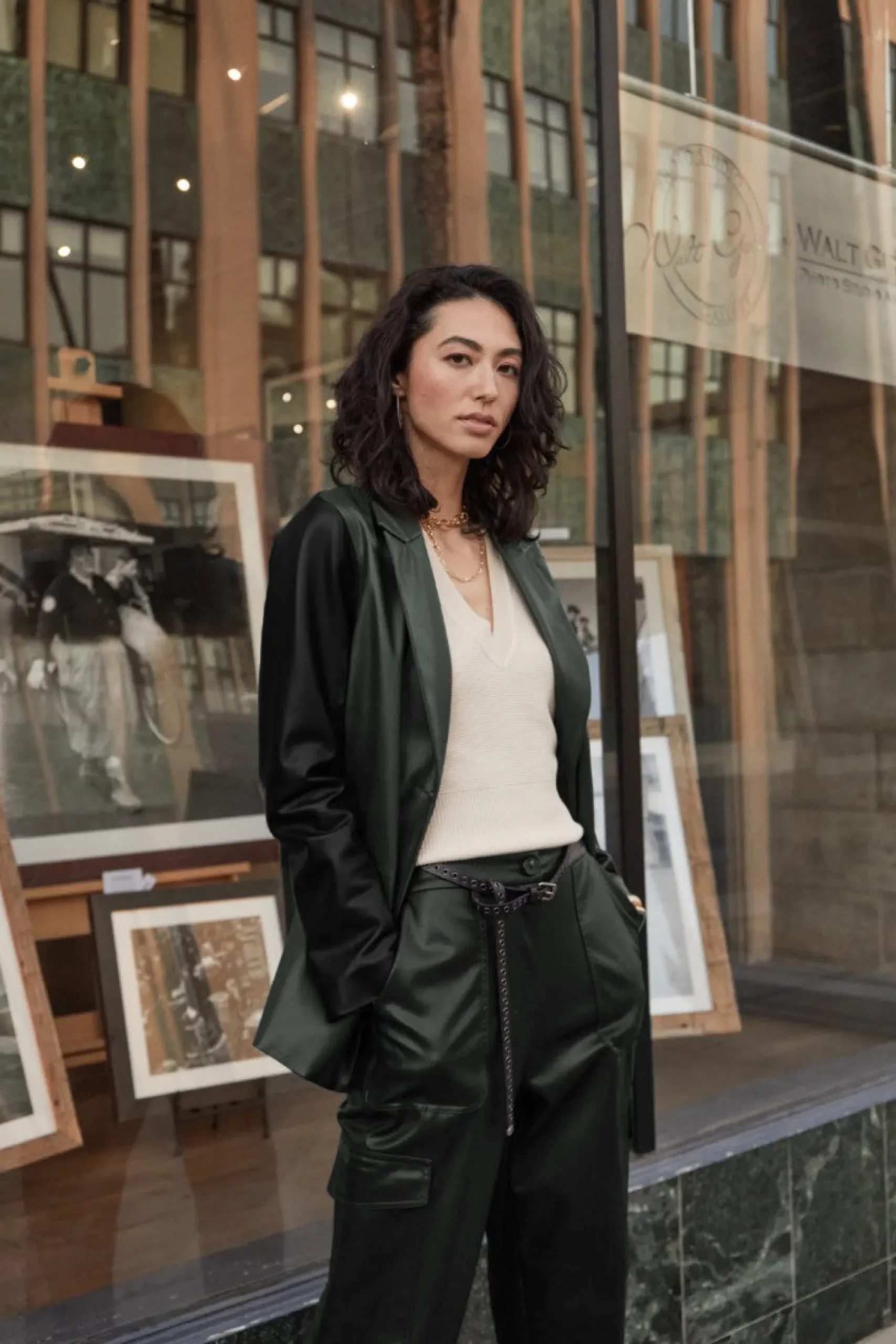 Current Air Two Tone Vegan Leather Jacket DARKGREEN Sale