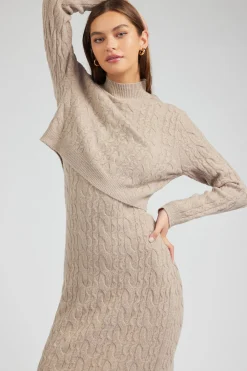 Current Air Two-piece Cable Knit Dress OATMEAL Best