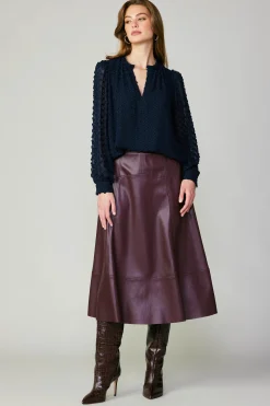 Current Air Vegan Leather Midi Skirt BURGUNDY Sale
