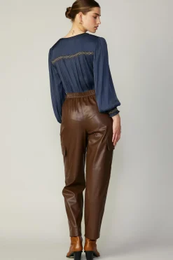 Current Air Vegan Leather Trousers BROWN New