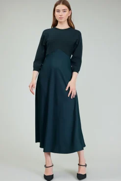 Current Air Vienna Knit Midi Dress FORESTGREEN New