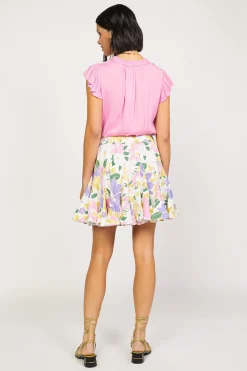 Current Air Vintage Floral Godet Skirt WHITE Best