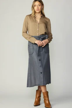 Current Air Washed Utility Skirt BLACKCHAMBRAY Hot