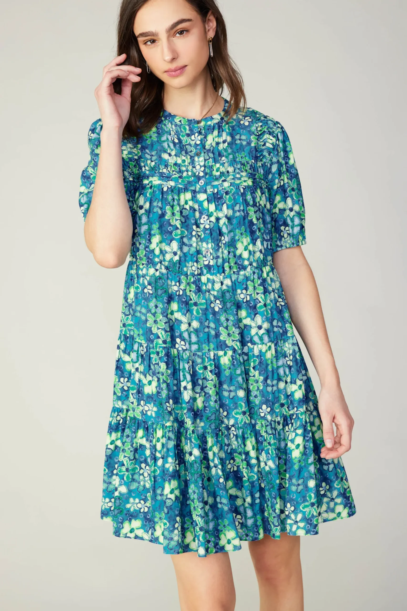 Current Air Watercolor Floral Mini Dress BLUEMLT Discount
