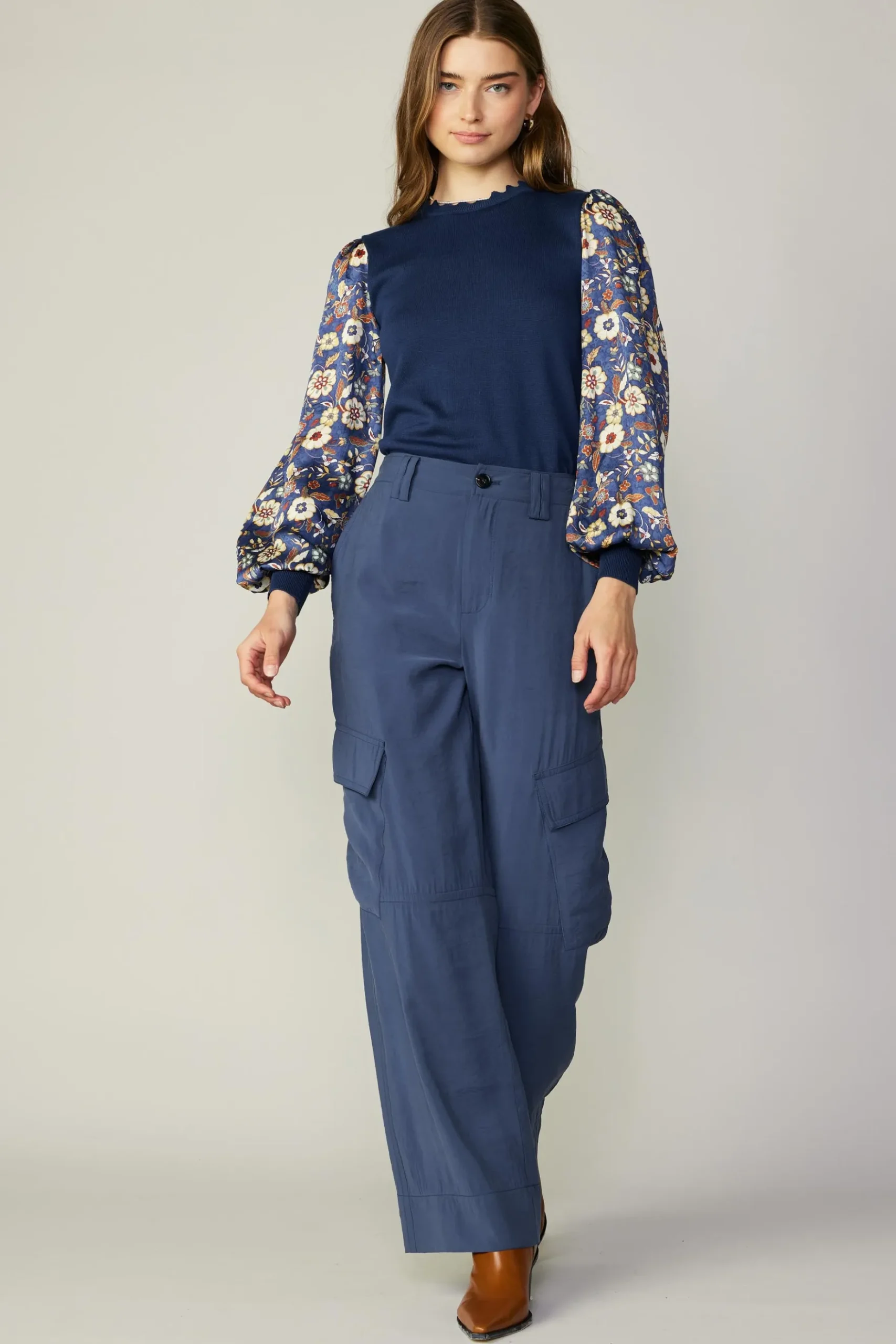 Current Air Wide Leg Cargo Pant SLATENAVY Hot