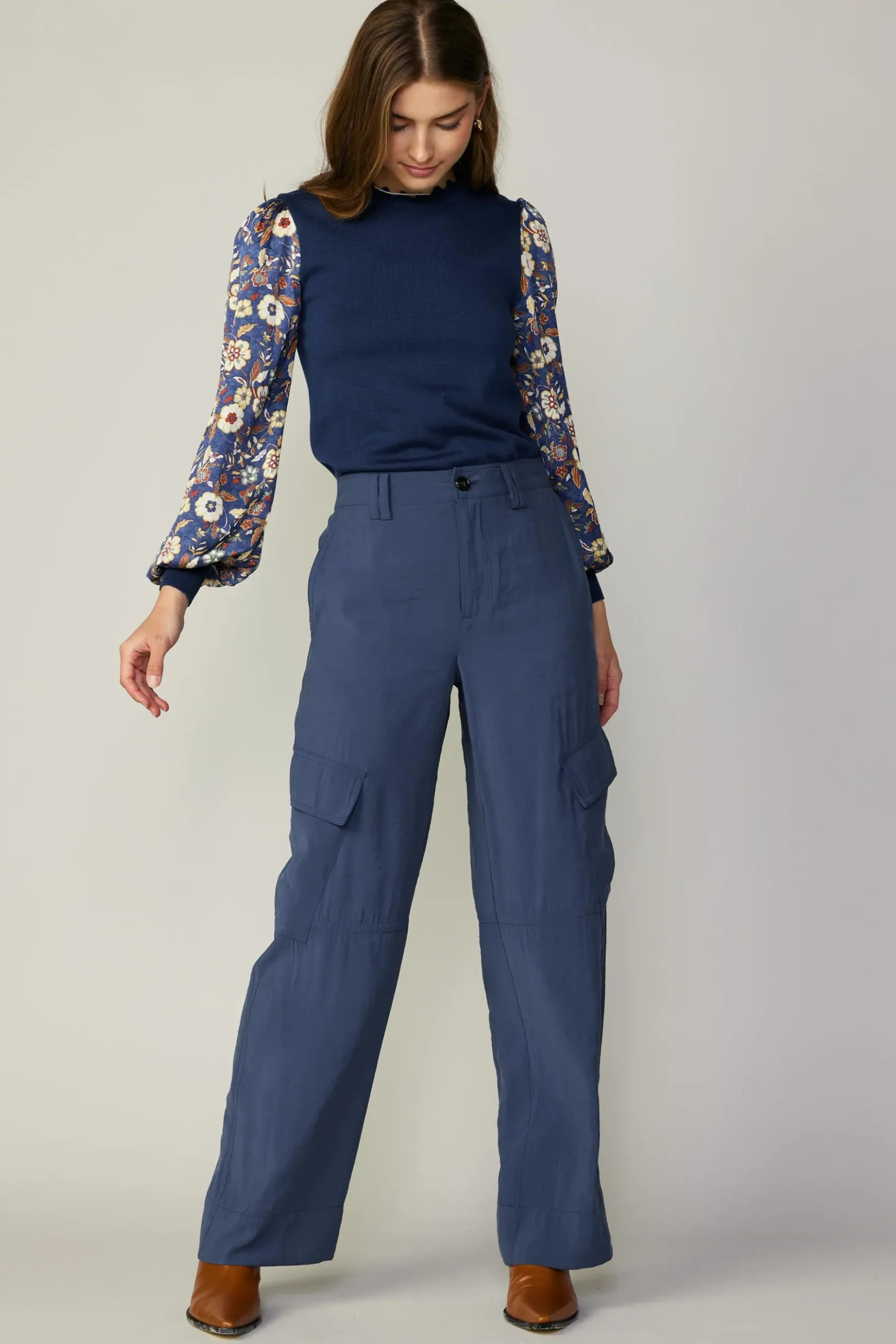 Current Air Wide Leg Cargo Pant SLATENAVY Hot