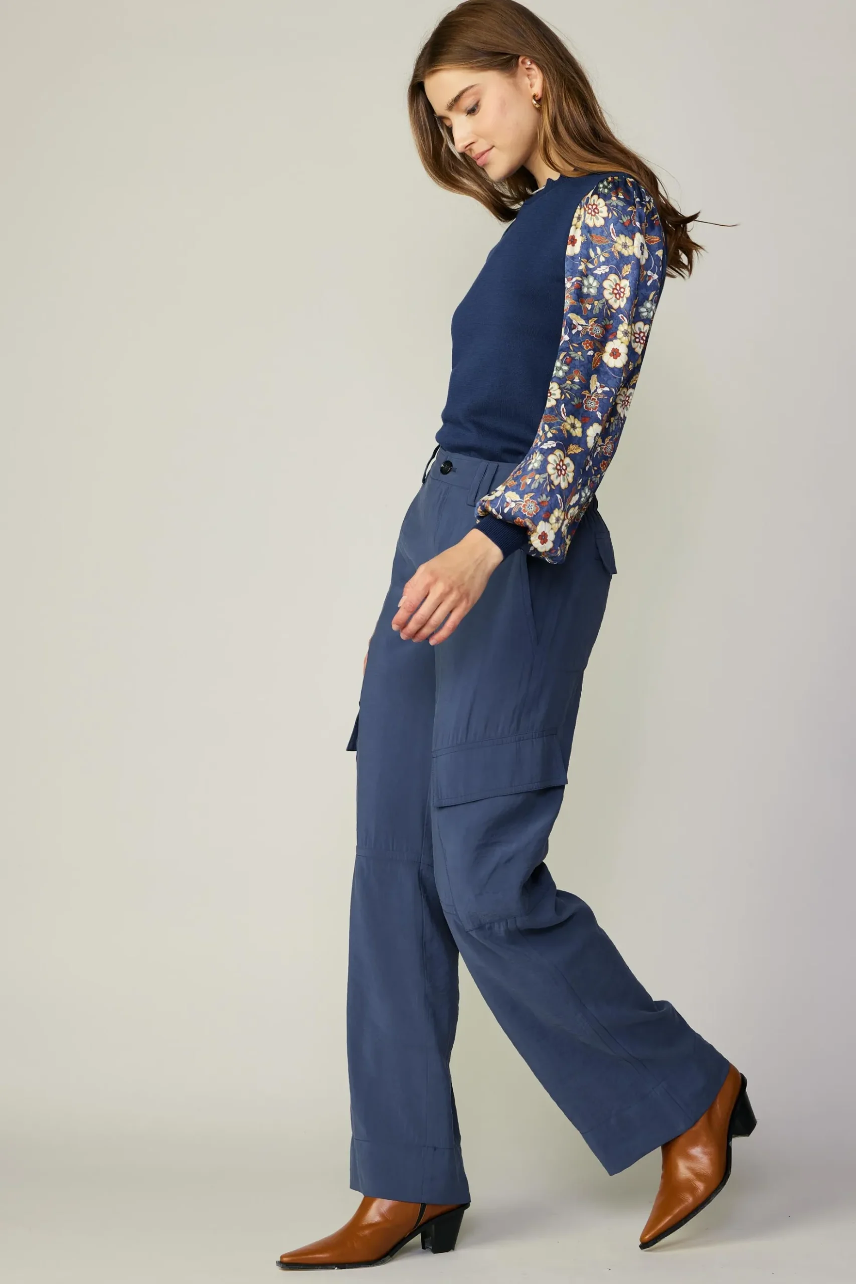 Current Air Wide Leg Cargo Pant SLATENAVY Hot