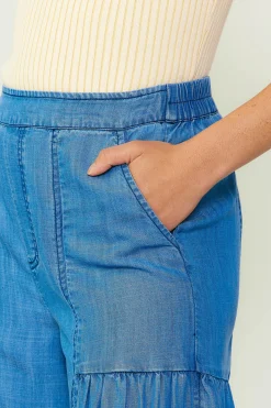 Current Air Wide Leg Tiered Pants CHAMBRAY Hot