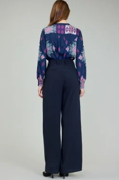 Current Air Wide Leg Trousers SLATENAVY Outlet