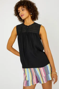 Current Air Yoke Detail Tank Top BLACK Online