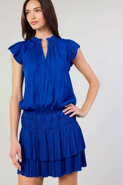 Current Air Zoey Pleated Mini Dress COBALT Clearance
