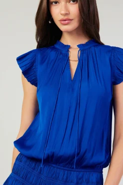 Current Air Zoey Pleated Mini Dress COBALT Clearance