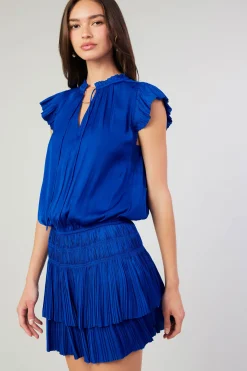 Current Air Zoey Pleated Mini Dress COBALT Clearance