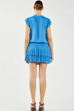 Current Air Zoey Pleated Mini Dress TRANQUILBLUE Best