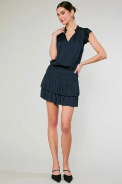 Current Air Zoey Pleated Mini Dress DARKNAVY Discount